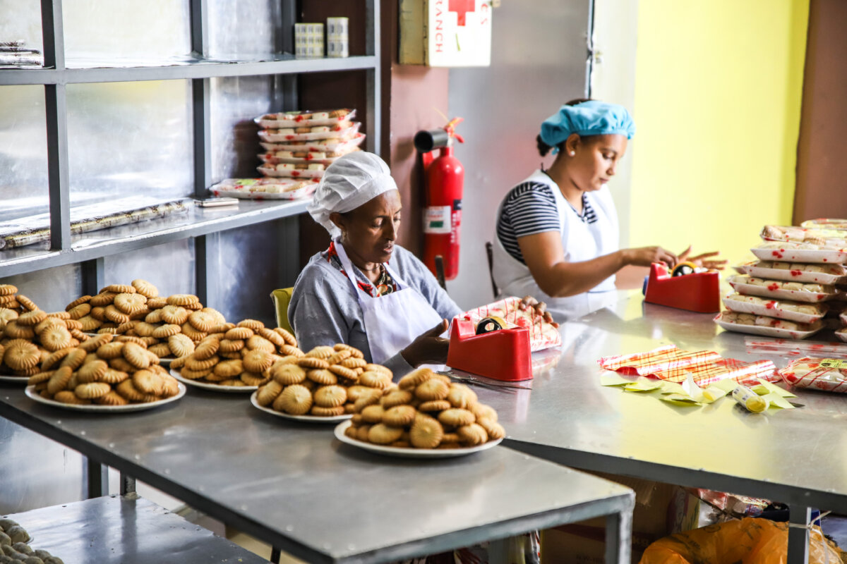 Female employees at bakery
